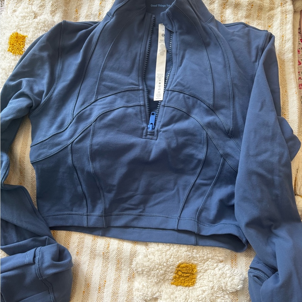 lululemon athletica cropped half-zip jacket in blue